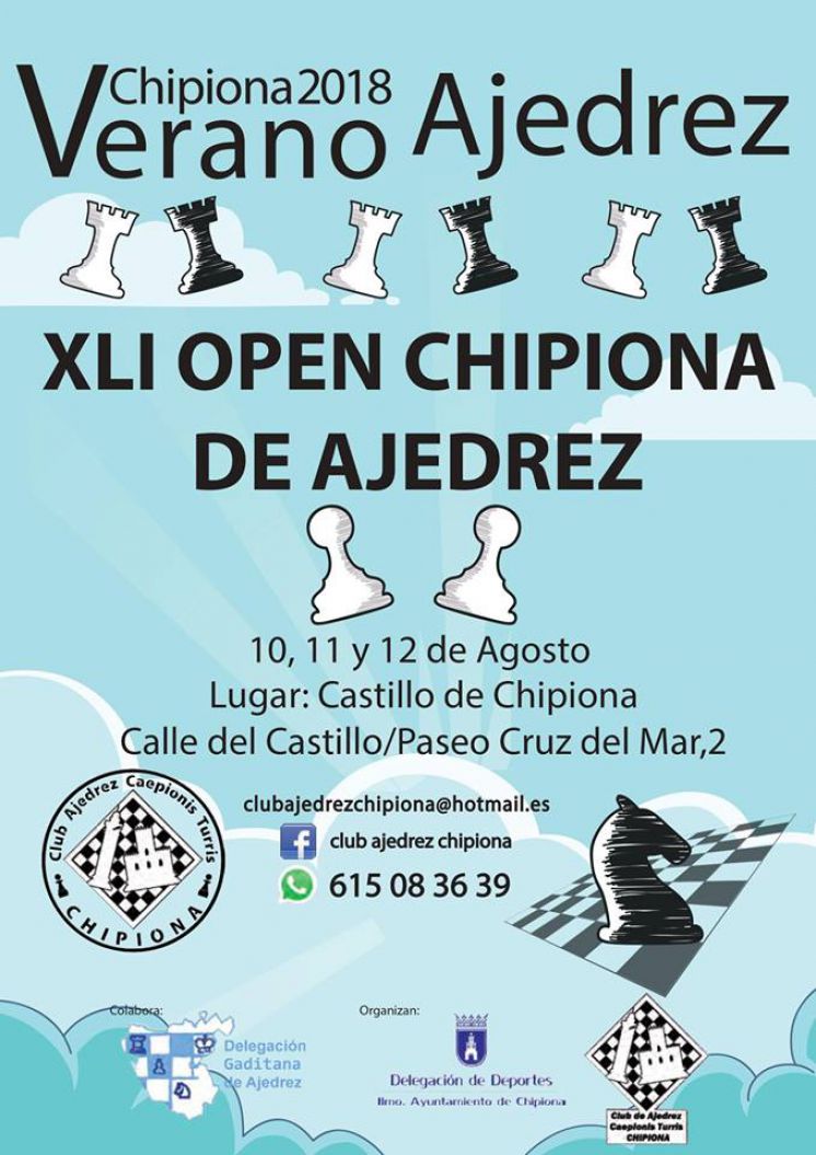 Abierto el plazo de inscripciones para el Open Chipiona de Ajedrez que se celebrará en el Castillo de Chipiona del 10 al 12 de agosto