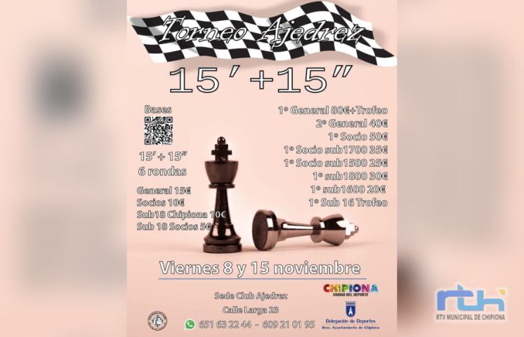 Recta final para inscribirse en el torneo del Club Ajedrez Chipiona que se disputada los dos próximos viernes