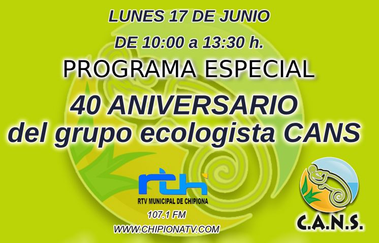 Radio Chipiona celebra el próximo lunes el 40 aniversario del grupo ecologista CANS de Chipiona con una programación especial