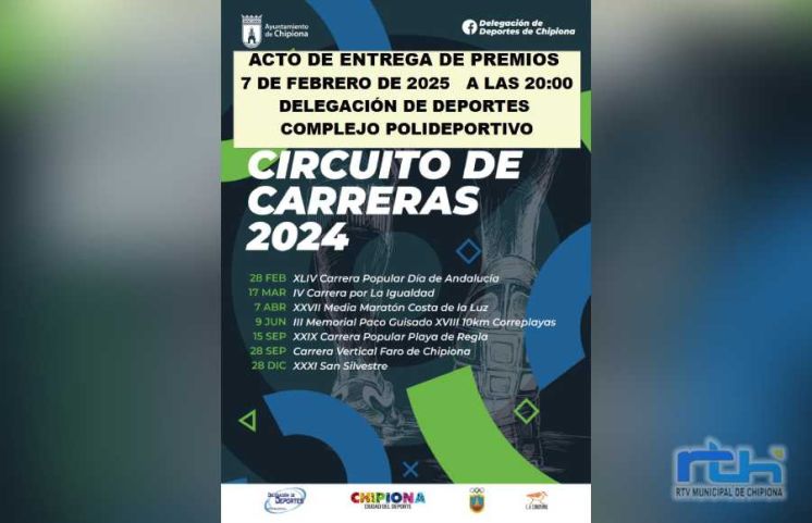 El próximo viernes se entregarán los premios del Circuito de Carreras de Chipiona 2024