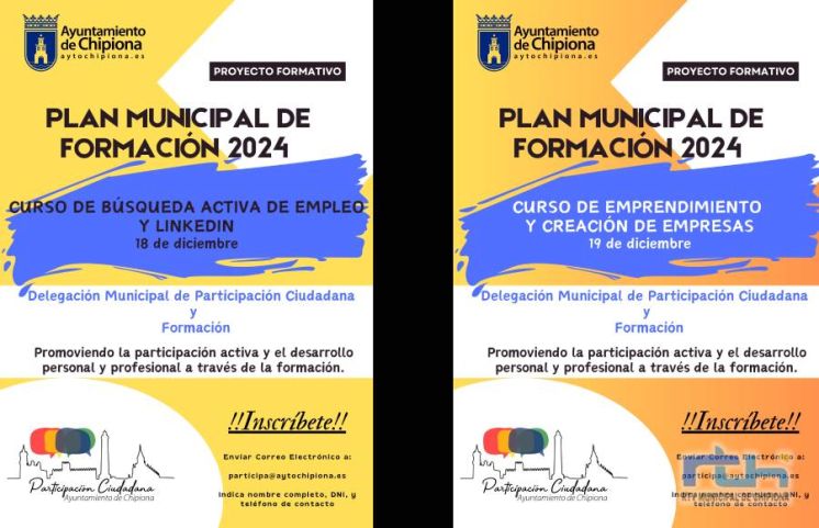 La Delegación de Participación Ciudadana y Formación oferta dos cursos gratuitos para la próxima semana