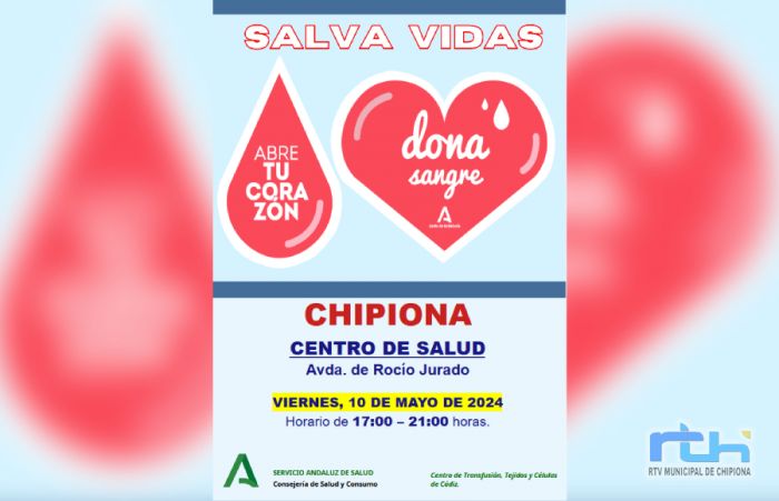 Llamada a donar sangre y regalar vida el viernes 10 de mayo en Chipiona