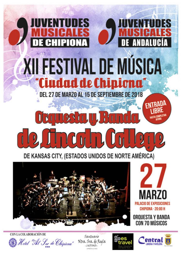 Un concierto de la Orquesta y Banda de Lincoln College de Kansas City abrirá mañana 27 de marzo el Festival de Música ‘Ciudad de