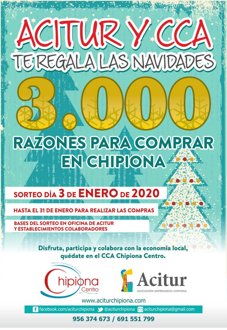 70 comercios participantes y un único premio de 3000 euros para la campaña de navidad de Acitur y Chipiona Centro