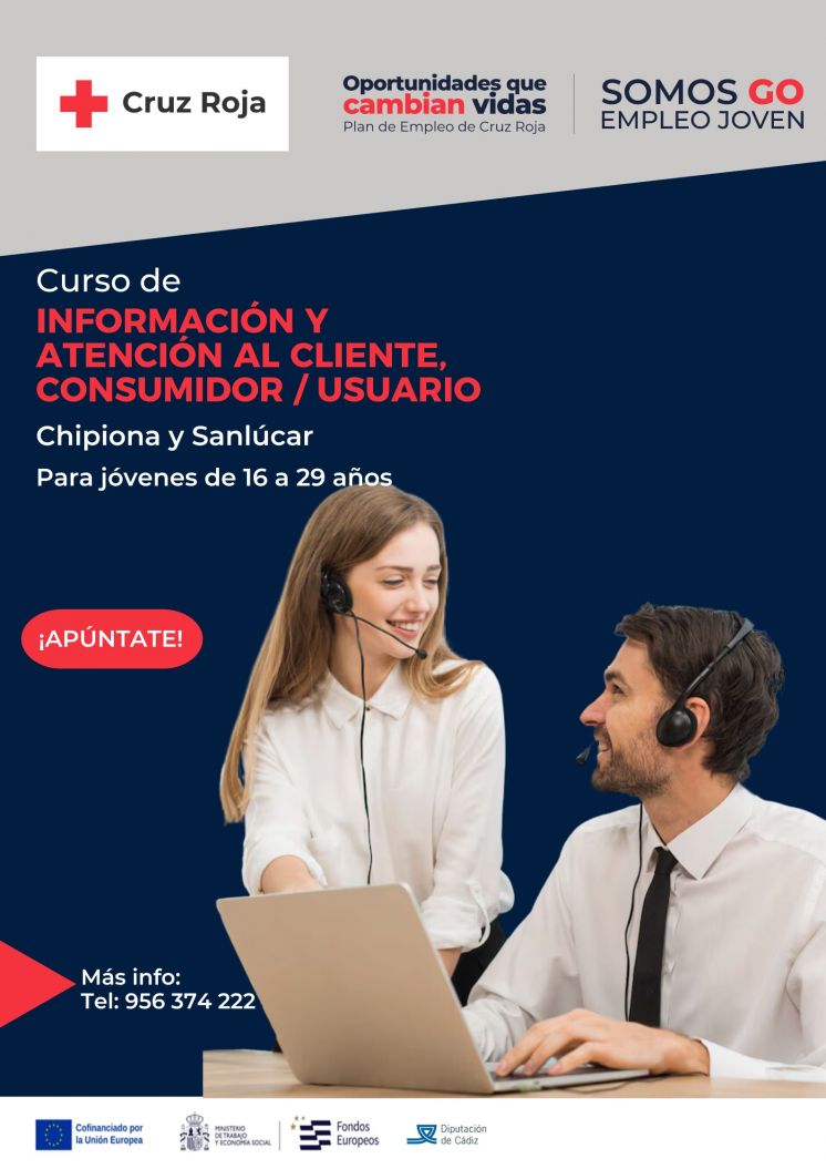 Aún es posible acceder al curso ‘Información y atención al cliente/consumidor/usuario’ del plan de empleo juvenil de Cruz Roja