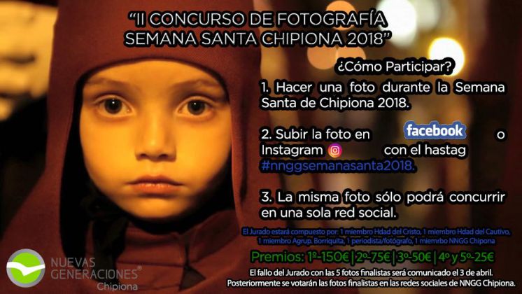 Nuevas Generaciones de Chipiona vuelve a lanzar su  concurso fotográfico que promociona la Semana Santa local