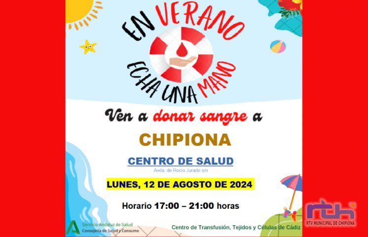 ‘En verano, echa una mano’, la campaña de verano de donación de sangre esta tarde en Chipiona