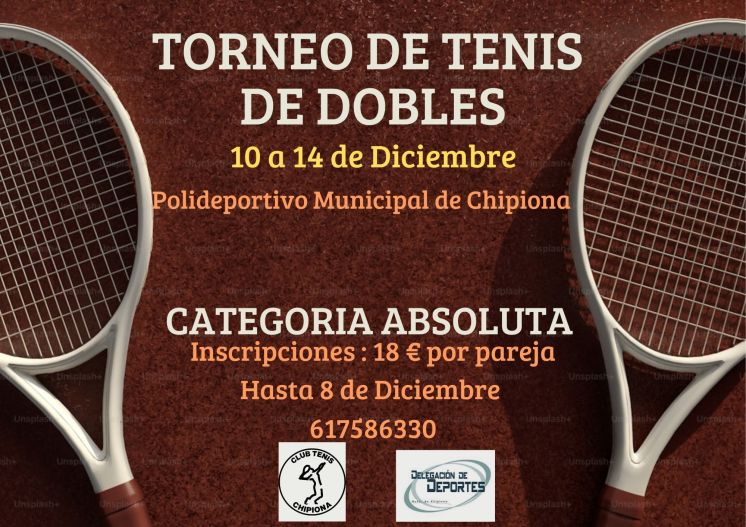 El Club Tenis Chipiona y la Delegación de Deportes organizan un torneo de dobles que se jugará del 10 al 14 de diciembre