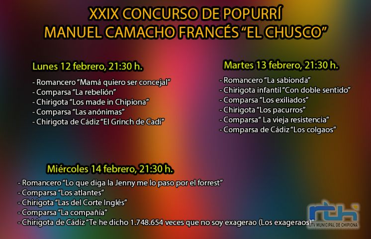 ‘Las Coplas’ hace público el orden de actuación en el Concurso de popurrí Manuel Camacho Francés ‘El Chusco’