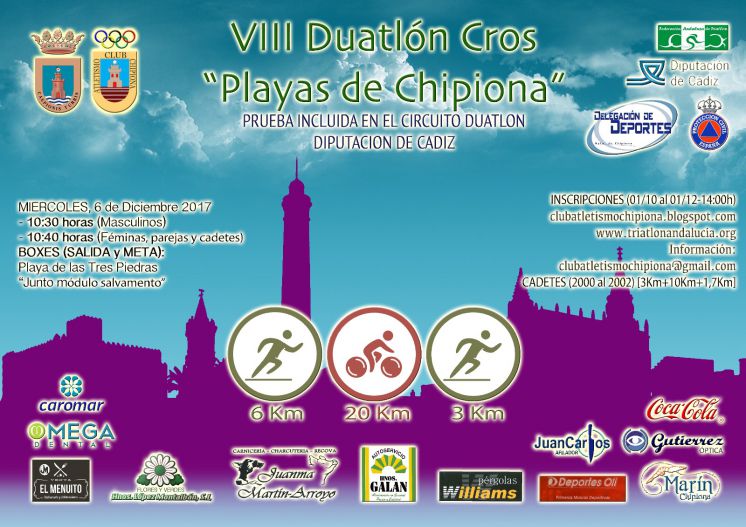 El Duatlón cros Playas de Chipiona se celebrará este año el 6 de diciembre