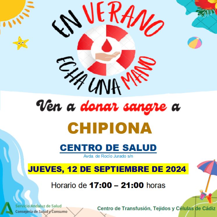 ‘En verano, echa una mano’, mañana jueves habrá en Chipiona una nueva donación colectiva de sangre