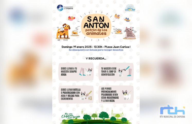 El Ayuntamiento de Chipiona repartirá bolsas a los propietarios de mascotas que acudan a la celebración de San Antón