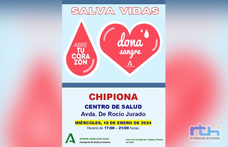 Llamada a donar sangre y regalar vida el miércoles 10 de enero en Chipiona