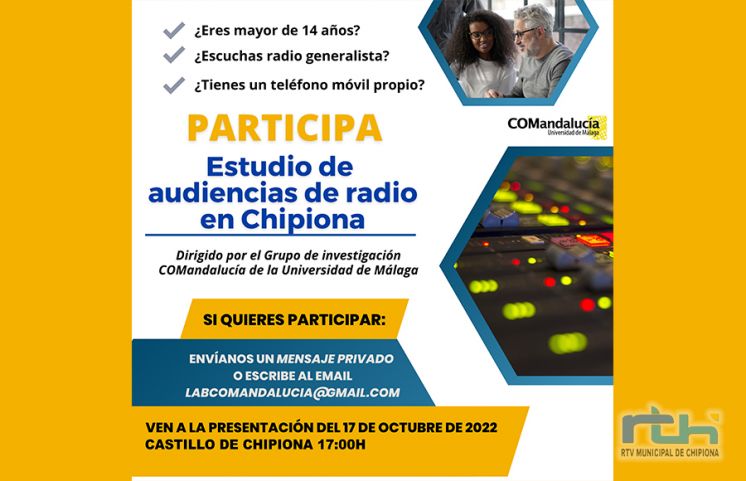 El lunes 17 tendrán lugar en Chipiona sesiones informativas para un proyecto de APP de estudios de audiencia en radio local
