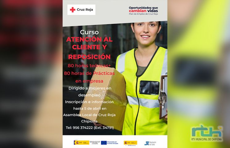 Cruz Roja recuerda que aún es posible inscribirse en el curso sobre atención al cliente y reposición dirigido a mujeres desempleadas