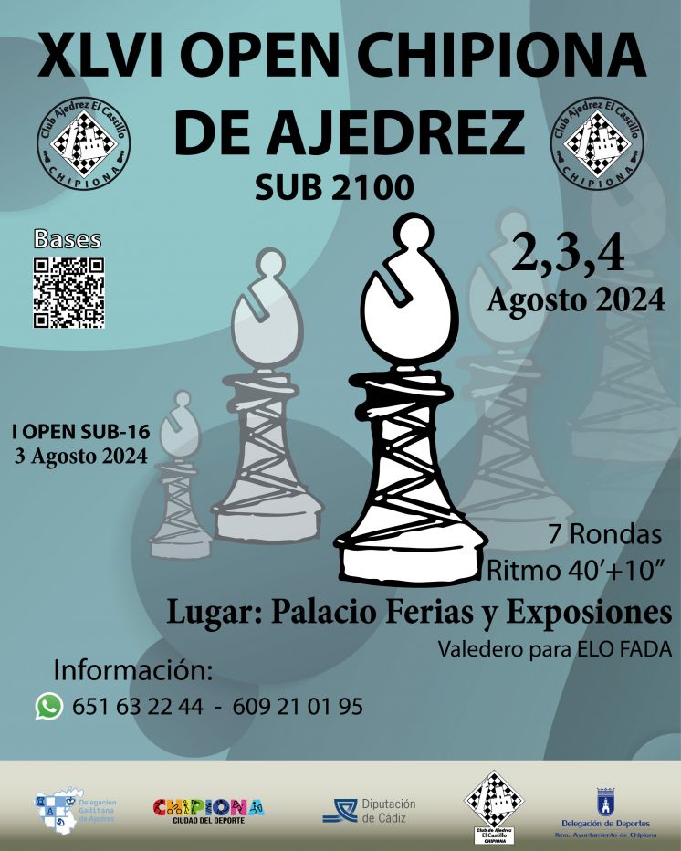 Abiertas las inscripciones para el Open Chipiona de Ajedrez que se celebra del 2 al 4 de agosto