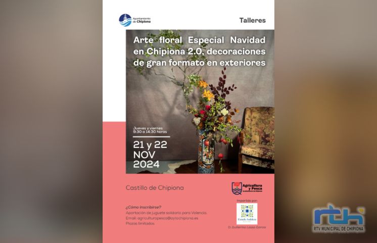 Últimos días para inscribirse en un taller de arte floral navideño de gran formato en exteriores que se imparte esta semana en Chipiona