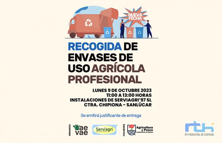 Una nueva recogida de envases de uso agrícola profesional tendrá lugar el 9 de octubre en Chipiona