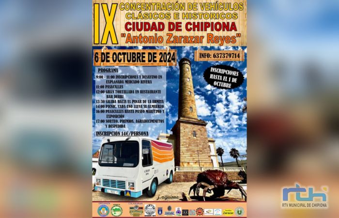 La IX concentración de vehículos clásicos e históricos Ciudad de Chipiona ‘Antonio Zarazar Reyes’ se celebrará este año el próximo 6 de octubre