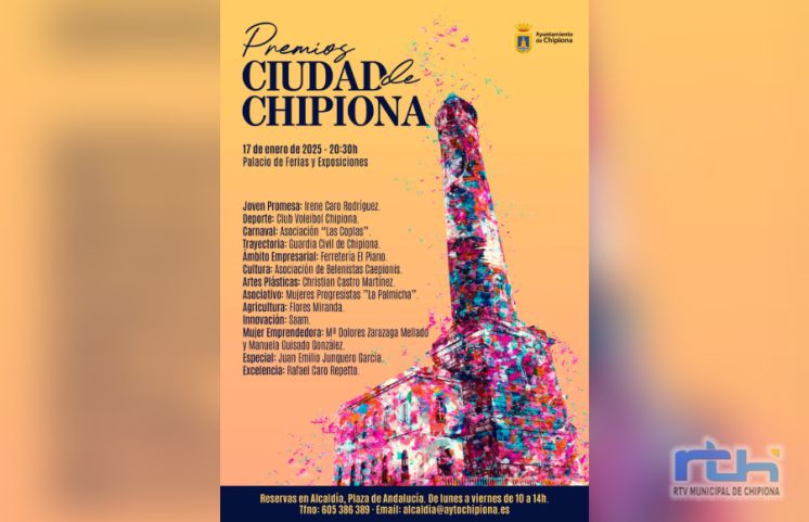 Hasta el próximo martes 14 de enero se pueden hacer reservas para asistir a la cena de entrega de los Premios Ciudad de Chipiona 2024