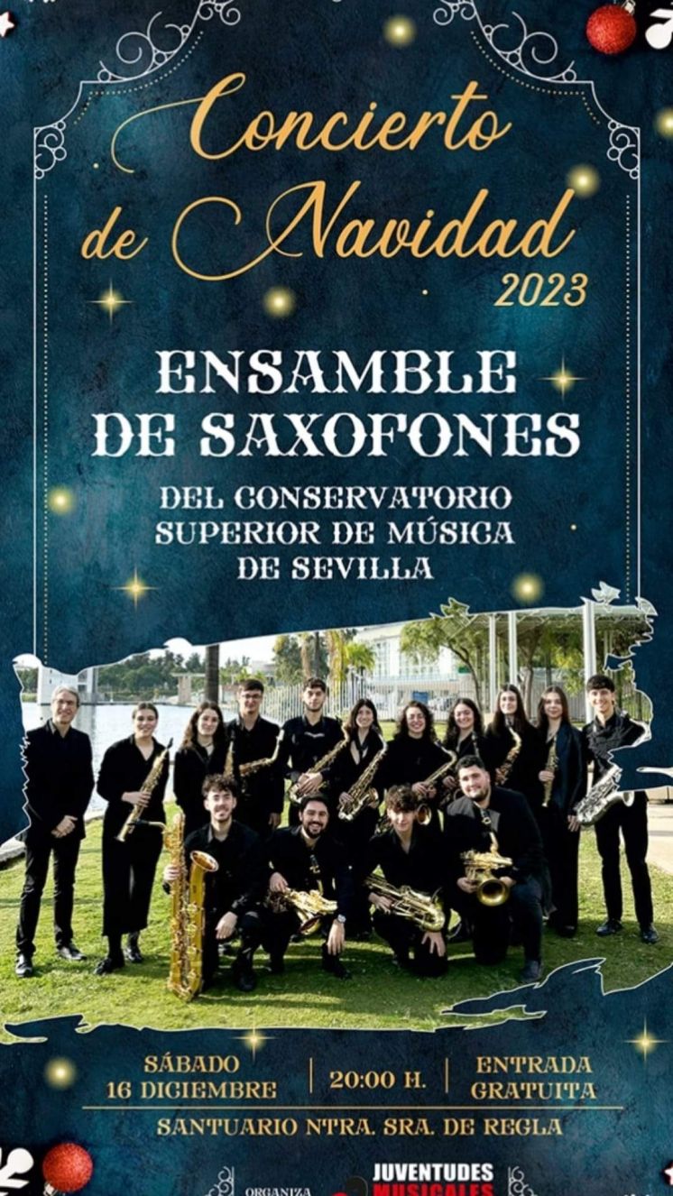 El Ensamble de Saxofones del Conservatorio Superior de Música de Sevilla protagonizará el concierto de Navidad de Juventudes Musicales de Chipiona