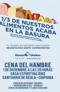 Manos Unidas llama a la solidaridad con la &#039;Cena del hambre&#039; que tendrá lugar mañana 1 de diciembre