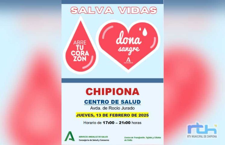 ‘Salva vidas, abre tu corazón’, llamada a una donación colectiva de sangre mañana jueves en Chipiona