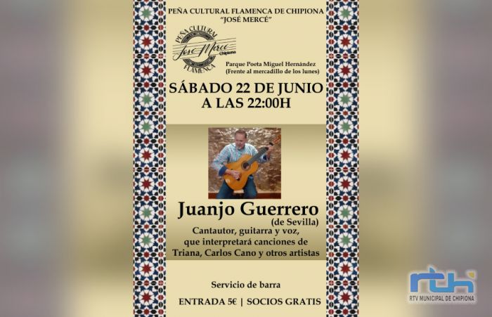 La Peña Flamenca José Mercé ofrece este sábado un recital de Juanjo Guerrero con música de diversos géneros