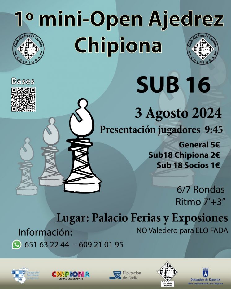 El Club Ajedrez Chipiona lanza el primer torneo mini coincidiendo con el histórico Open Chipiona de Ajedrez