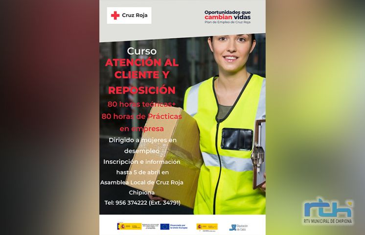 Cruz Roja de Chipiona formará gratuitamente a mujeres desempleadas en atención al cliente y reposición