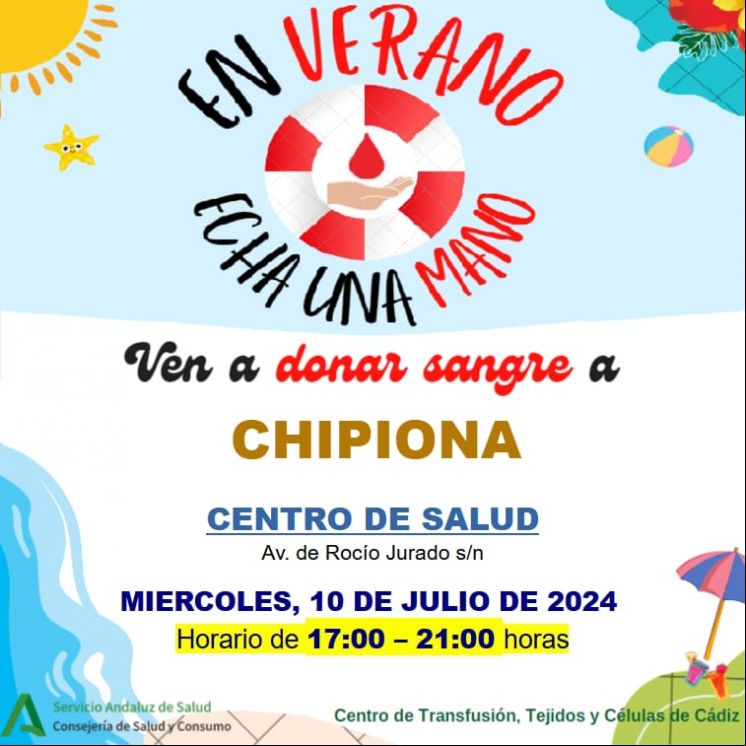 Esta tarde llega a Chipiona la campaña de verano de donación de sangre bajo el lema ‘En verano, echa una mano’