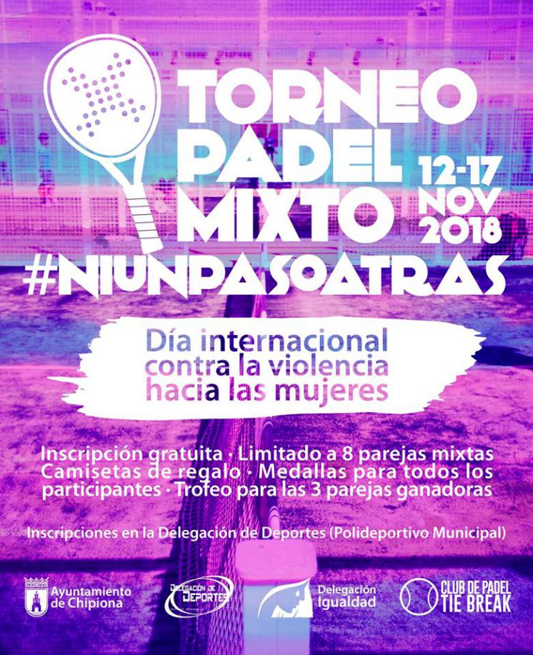 Del 12 al 17 de noviembre se celebra el primer torneo de Pádel Mixto en torno al Día Internacional Contra la Violencia Hacia las Mujeres.