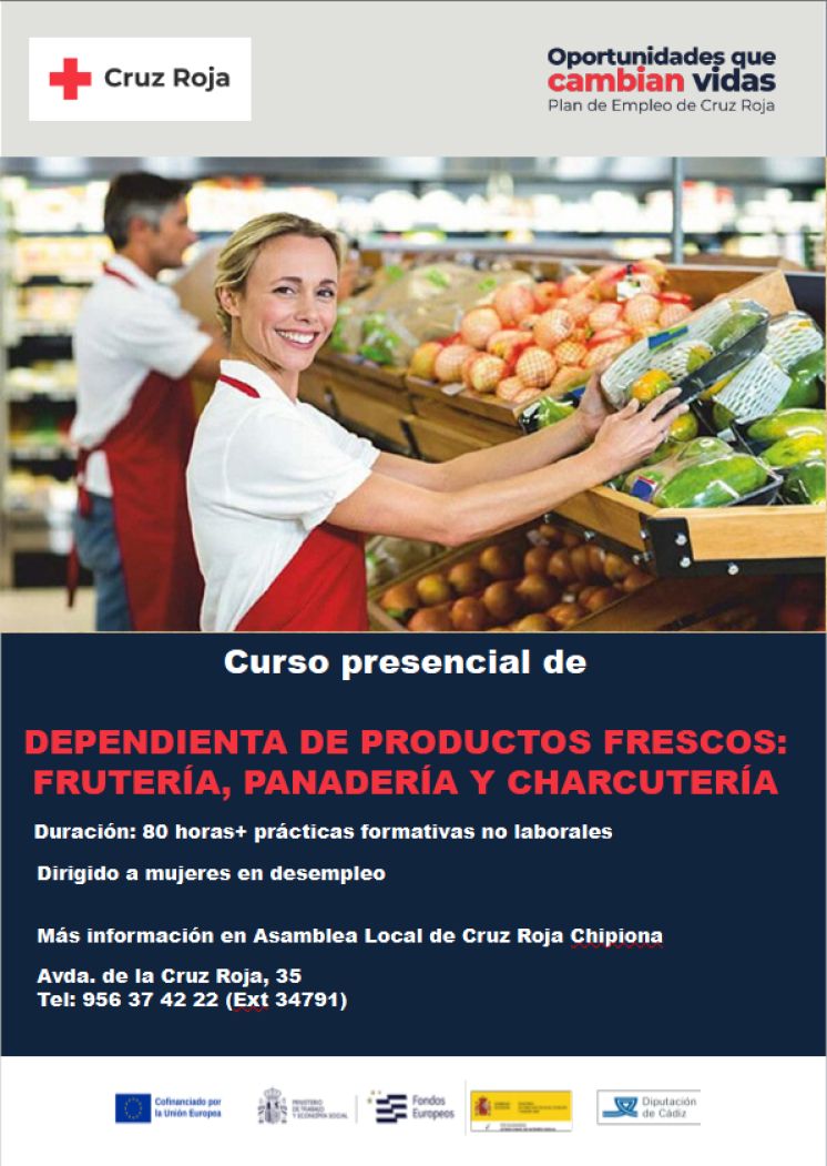 Cruz Roja impartirá un curso de dependienta de productos frescos para mujeres desempleadas