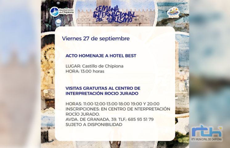 El Ayuntamiento de Chipiona celebra mañana el homenaje al Hotel Best Costa Ballena por su labor en el sector turístico con motivo del Día del Turismo