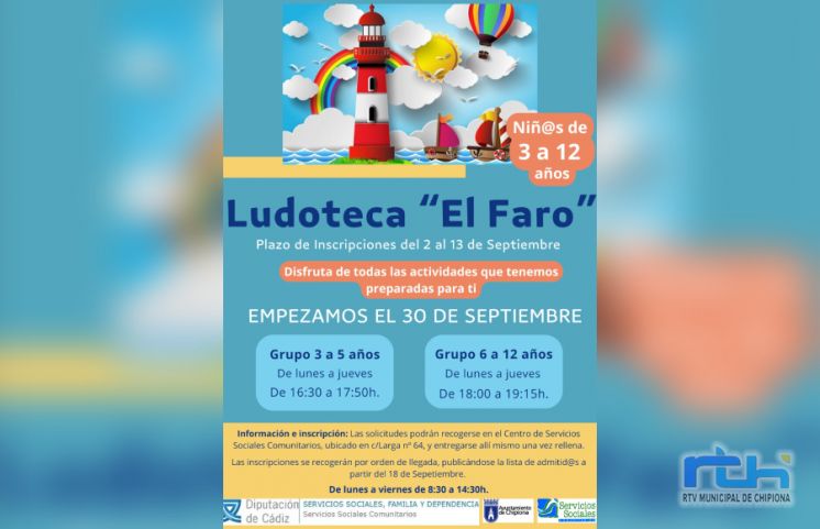 Abiertas las inscripciones para el servicio municipal de ludoteca de Chipiona