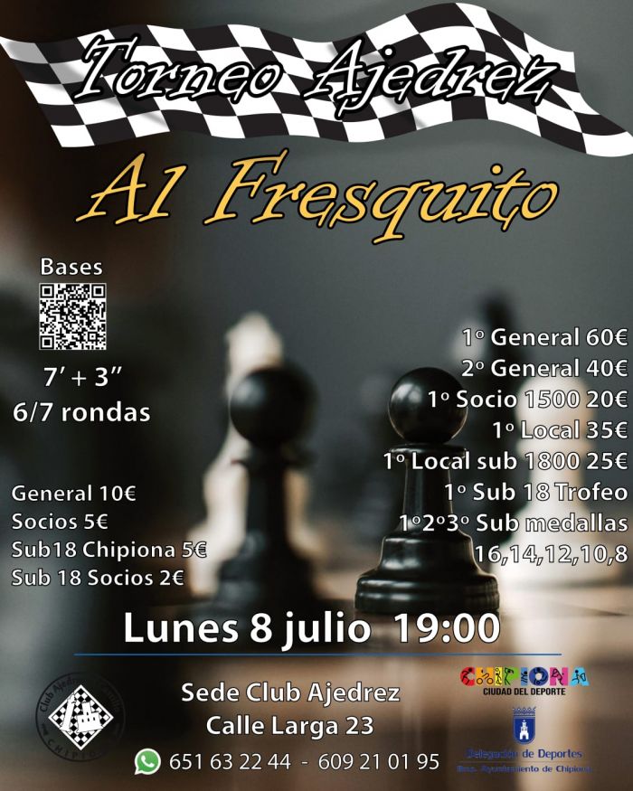 El ajedrez veraniego empieza a tomar protagonismo en Chipiona el lunes con el primero de los torneos ‘Al Fresquito’
