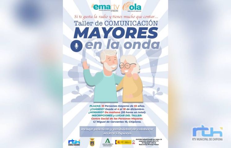 Esta tarde comienza ‘Mayores En La Onda’, un taller de Radio Chipiona y EMA-RTV enfocado a fomentar el envejecimiento activo