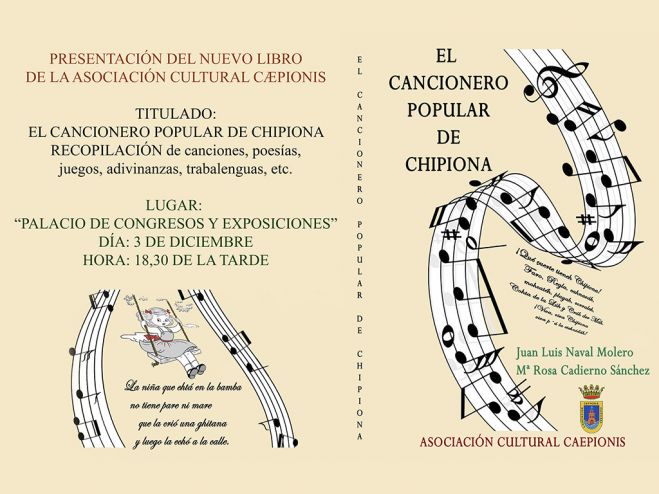 El viernes se presenta el libro ‘El cancionero popular de Chipiona’, obra de Juan Luis Naval y María Rosa Cadierno