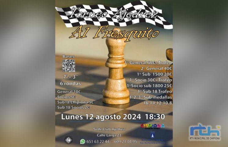 El tercer torneo de ajedrez ‘Al Fresquito’ tendrá lugar esta tarde en Chipiona