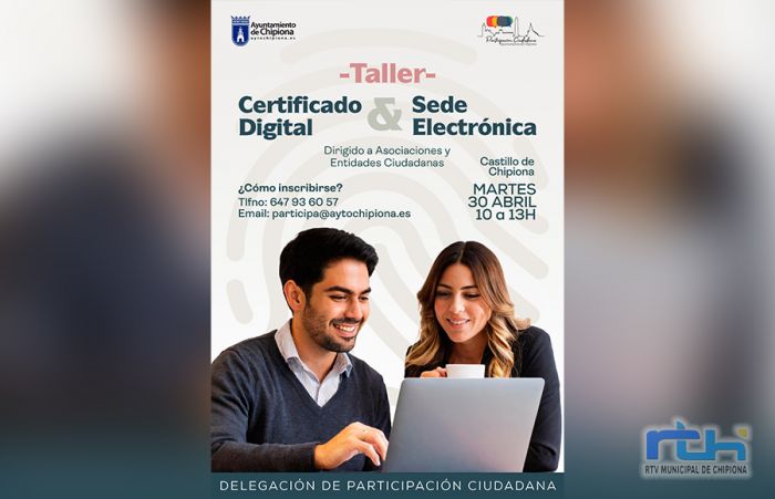 Participación Ciudadana informa que aún hay plazas para el taller gratuito sobre certificado digital y sede electrónica del 30 de abril