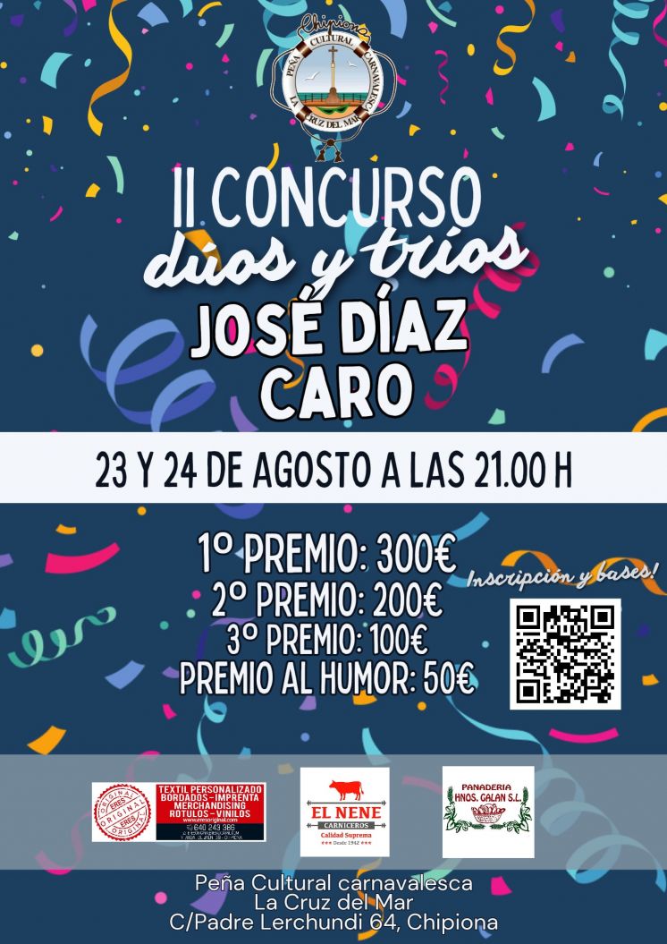 Abiertas las inscripciones para el Concurso de Dúos y Tríos ‘José Díaz Caro’ de la Peña Cultural Carnavalesca Cruz del Mar