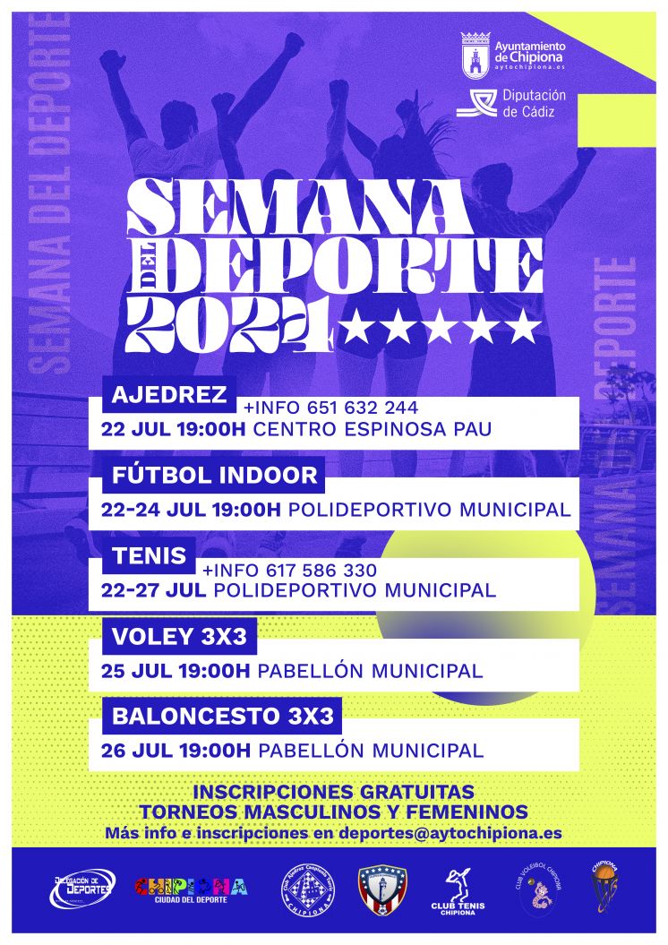 Ya están abiertas las inscripciones para los torneos de la Semana del Deporte de Chipiona