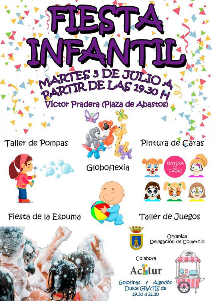 Comercio invita a participar esta tarde en una gran fiesta infantil que tendrá lugar en la calle Víctor Pradera